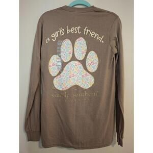 Simply Southern Women's Size Small Long Sleeve‎ T-Shirt A Girl's Best Friend NWT